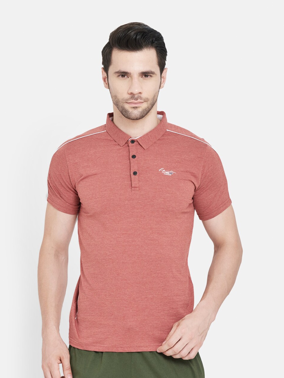 

Duke Men Red Polo Collar Slim Fit T-shirt