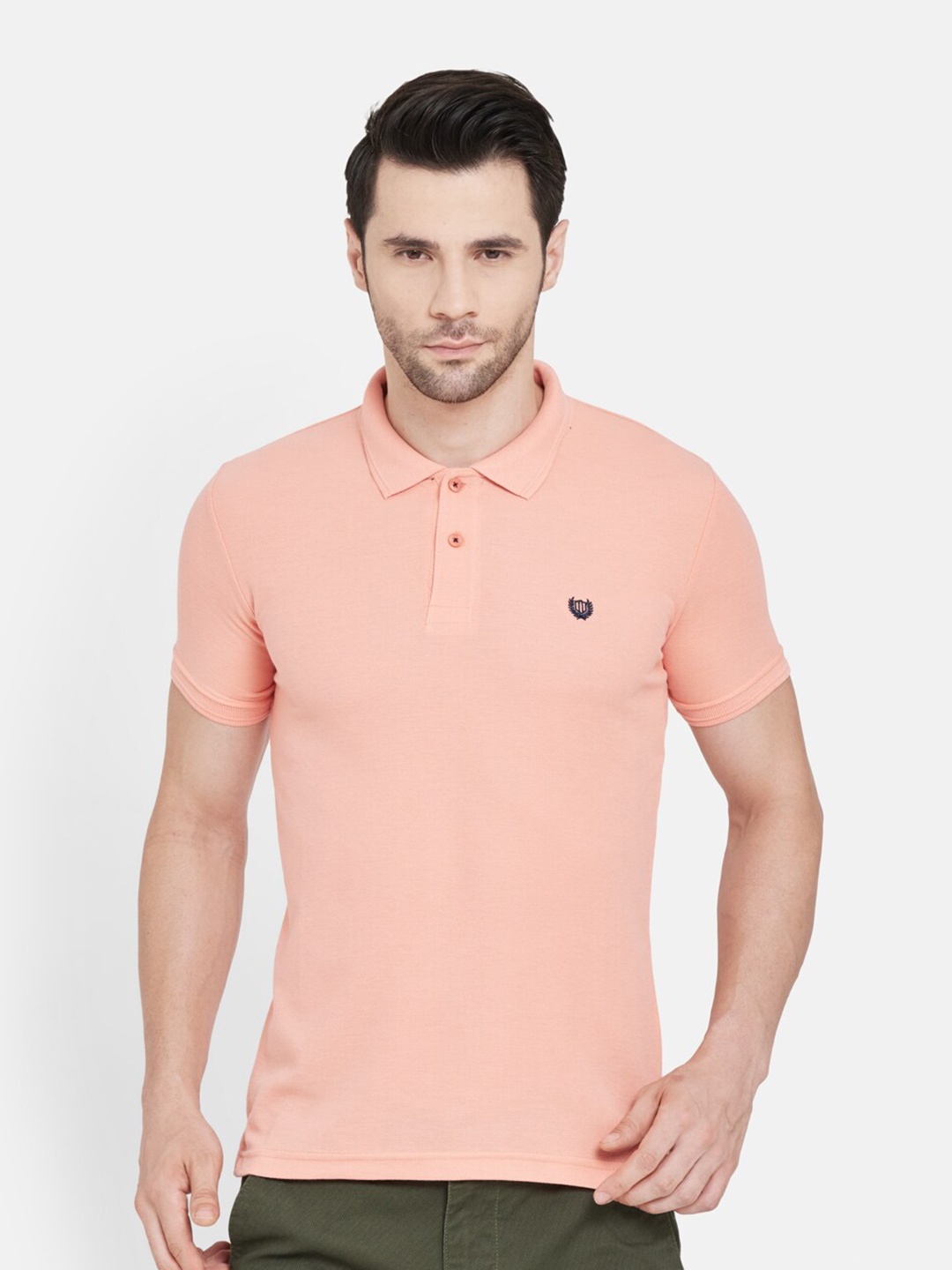 

Duke Men Orange Polo Collar Slim Fit T-shirt