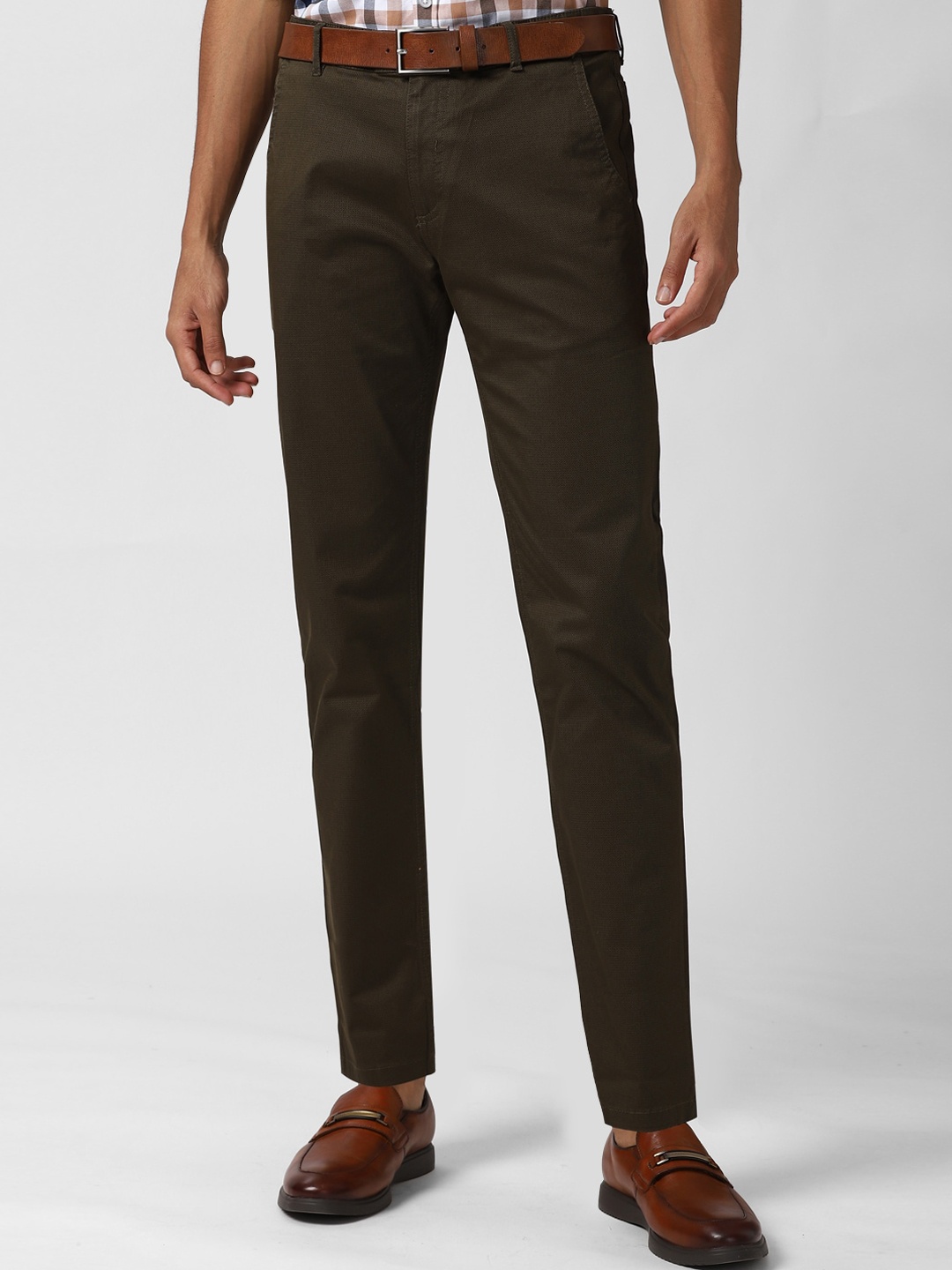 

Peter England Casuals Men Olive Green Slim Fit Trousers