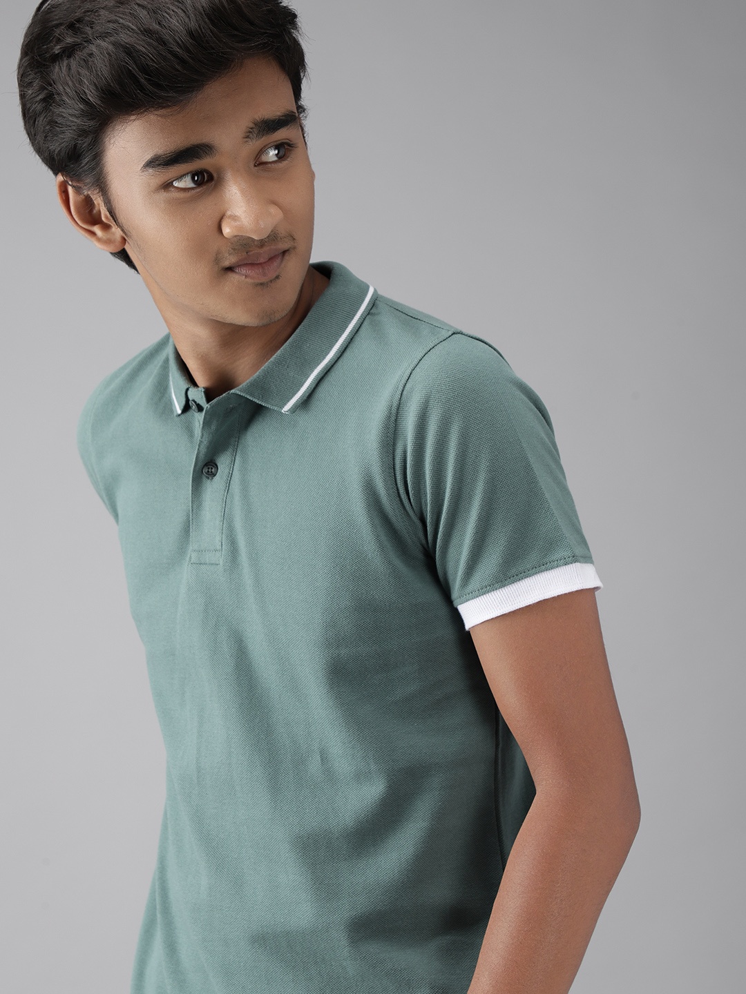 

UTH by Roadster Boys Green Cotton Polo Collar T-shirt