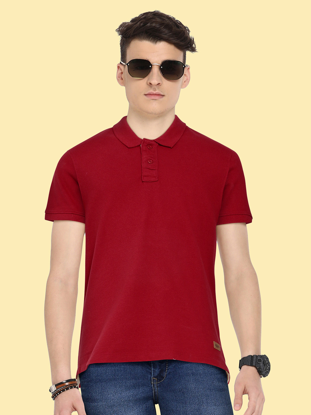 

UTH by Roadster Boys Red Polo Collar Pure Cotton Regular Fit T-shirt
