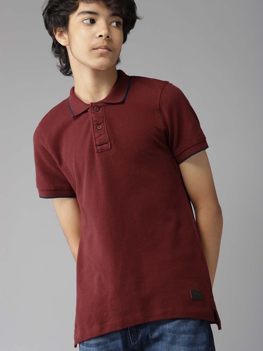 

UTH by Roadster Boys Maroon Polo Collar Pure Cotton T-shirt