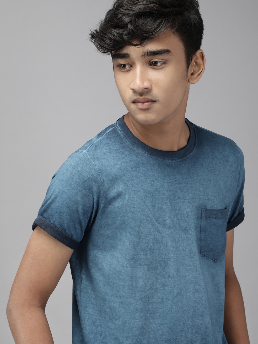 

UTH by Roadster Boys Blue Solid Pure Cotton T-shirt