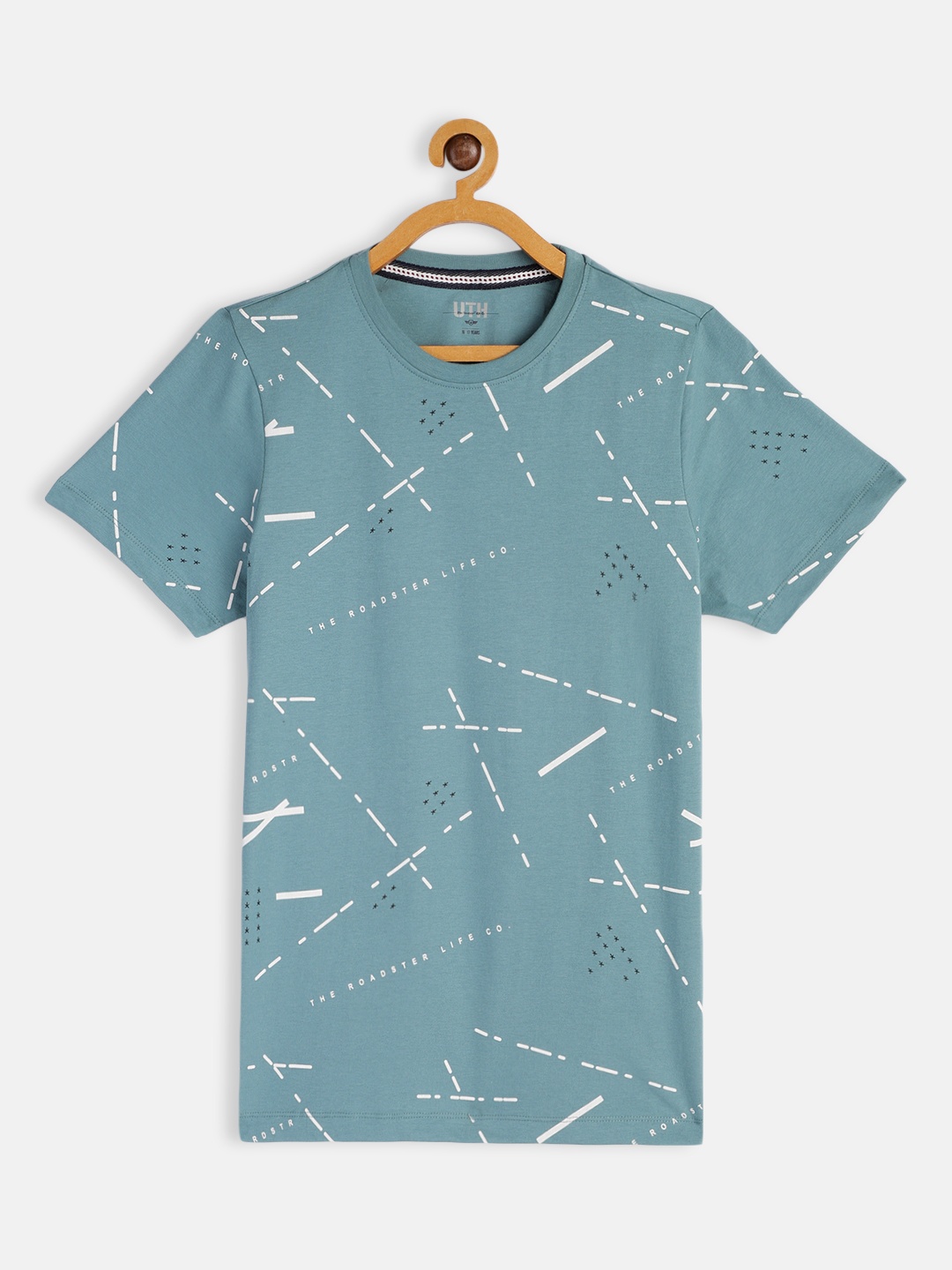 

UTH by Roadster Boys Green Pure Cotton Printed T-shirt