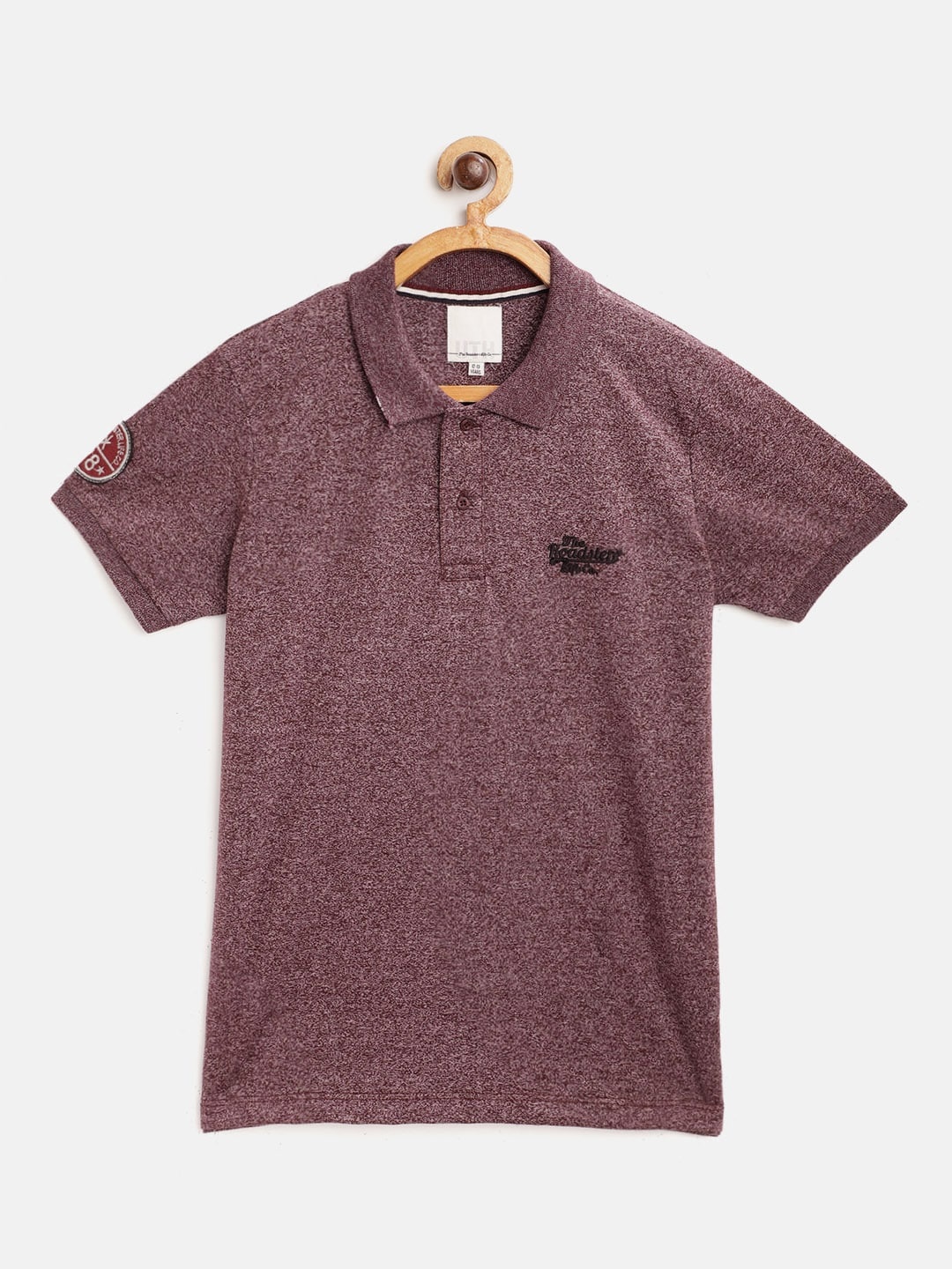 

UTH by Roadster Boys Maroon Polo Collar T-shirt with Melange Effect