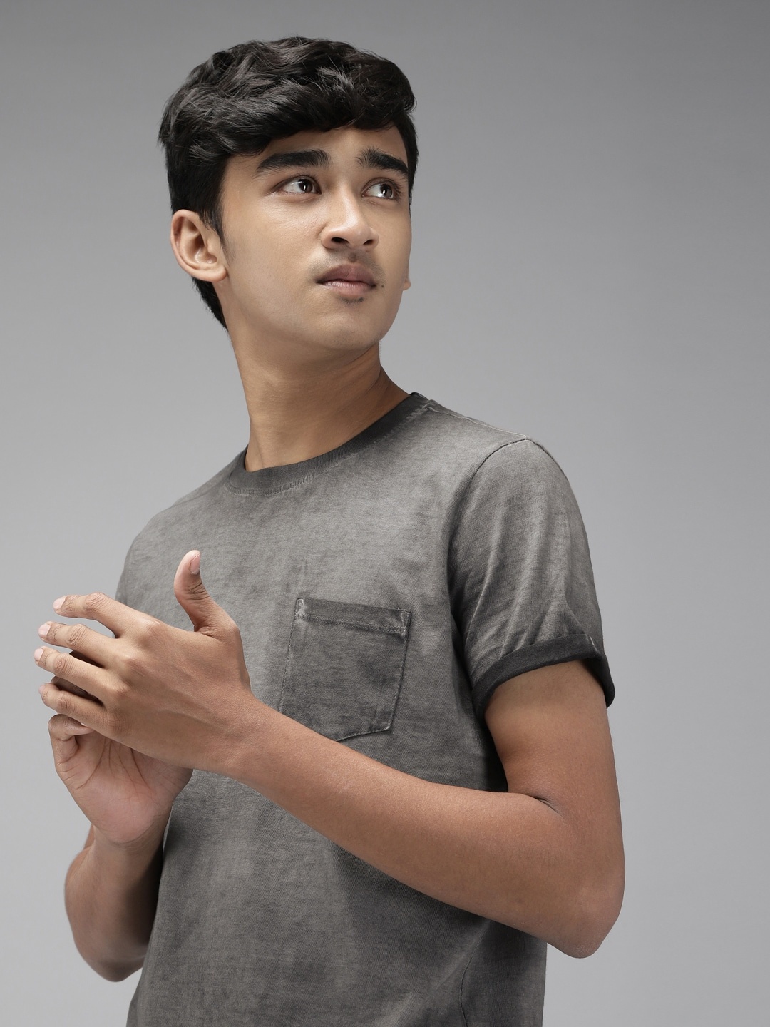 

UTH by Roadster Boys Grey Washed Pure Cotton T-shirt