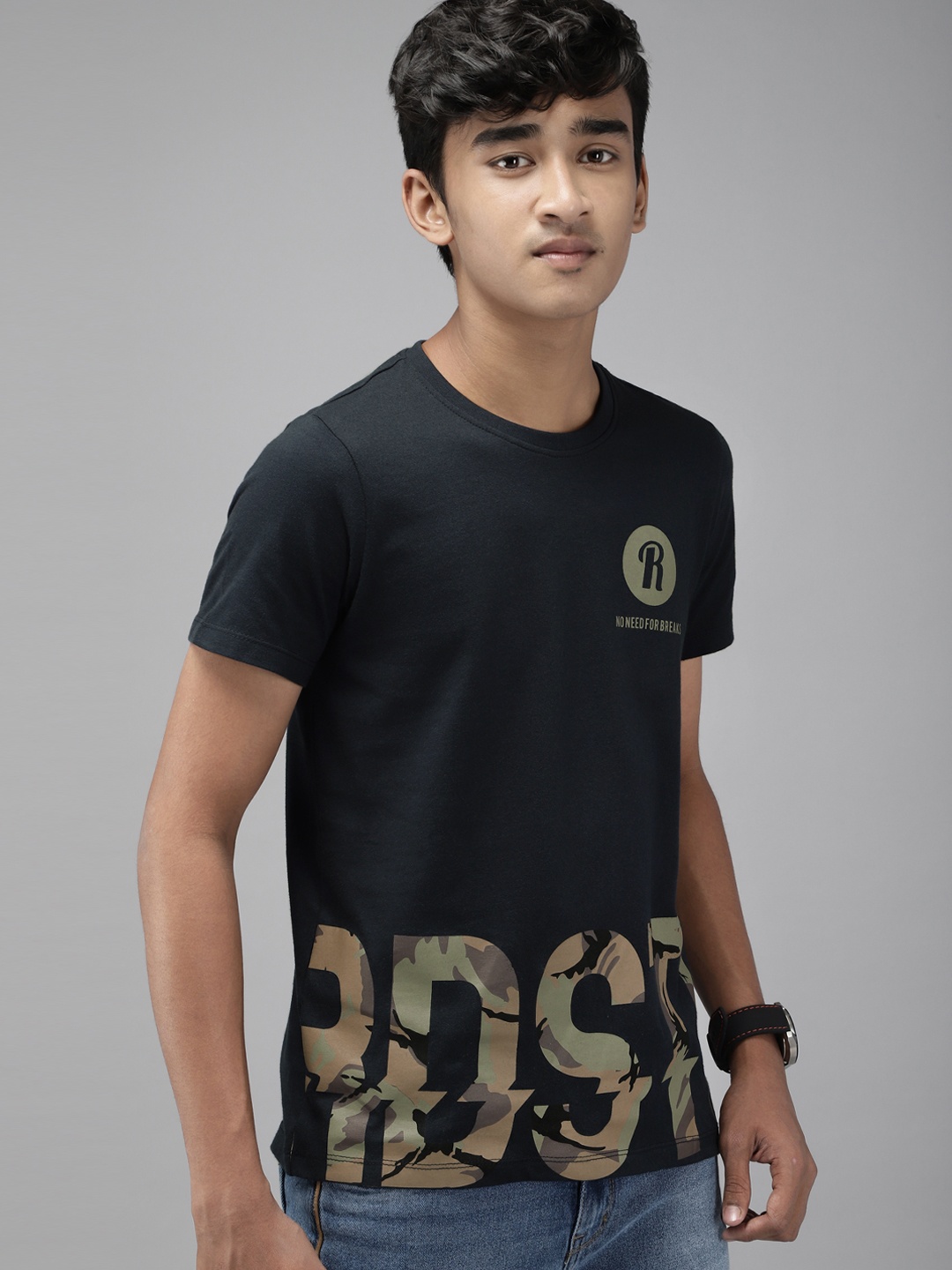 

UTH by Roadster Boys Black Pure Cotton T-shirt