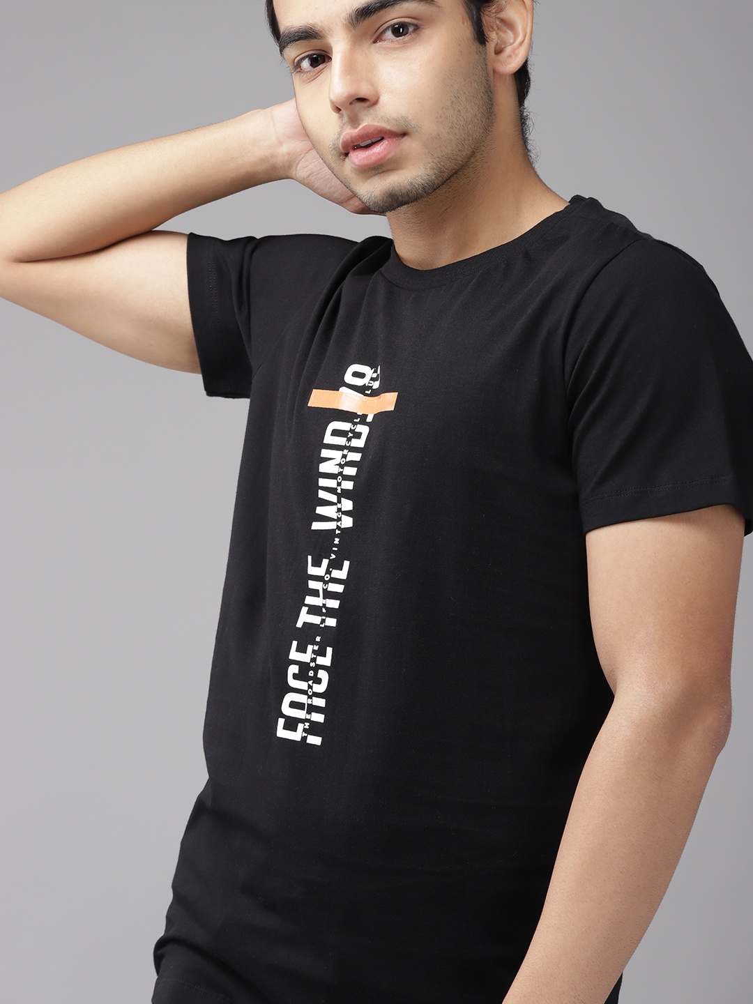 

UTH by Roadster Boys Black & White Cotton Typography Printed T-shirt