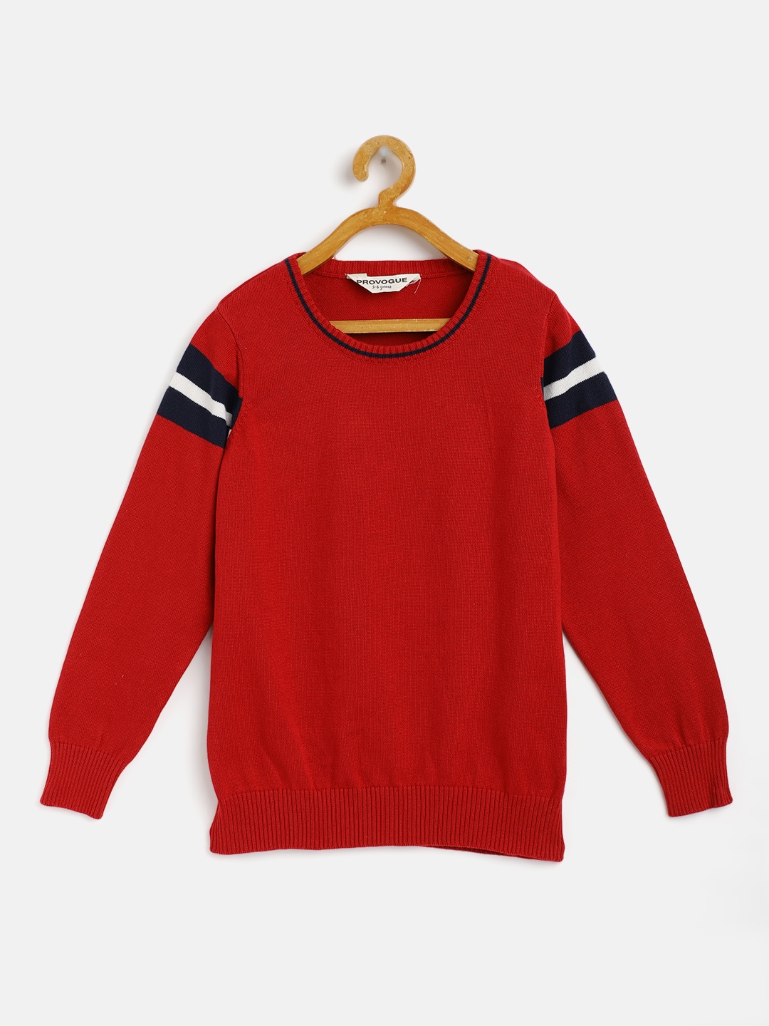 

Provogue Boys Red & Black Solid Cotton Pullover Sweater