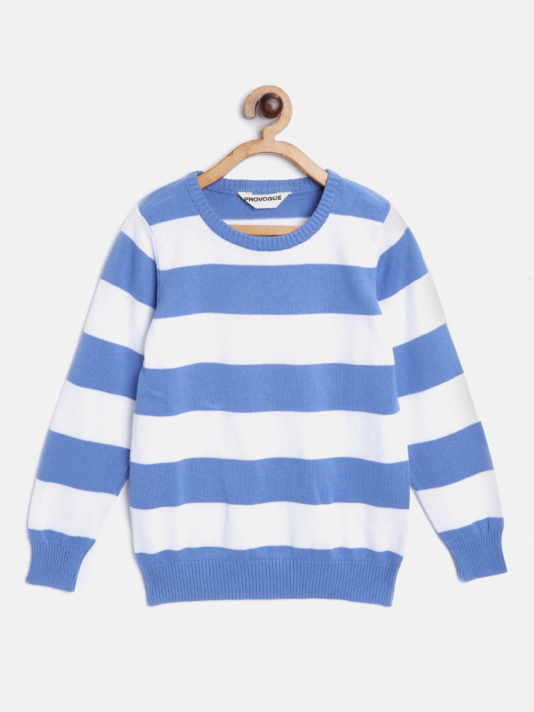 

Provogue Boys Blue & White Cotton Striped Sweater