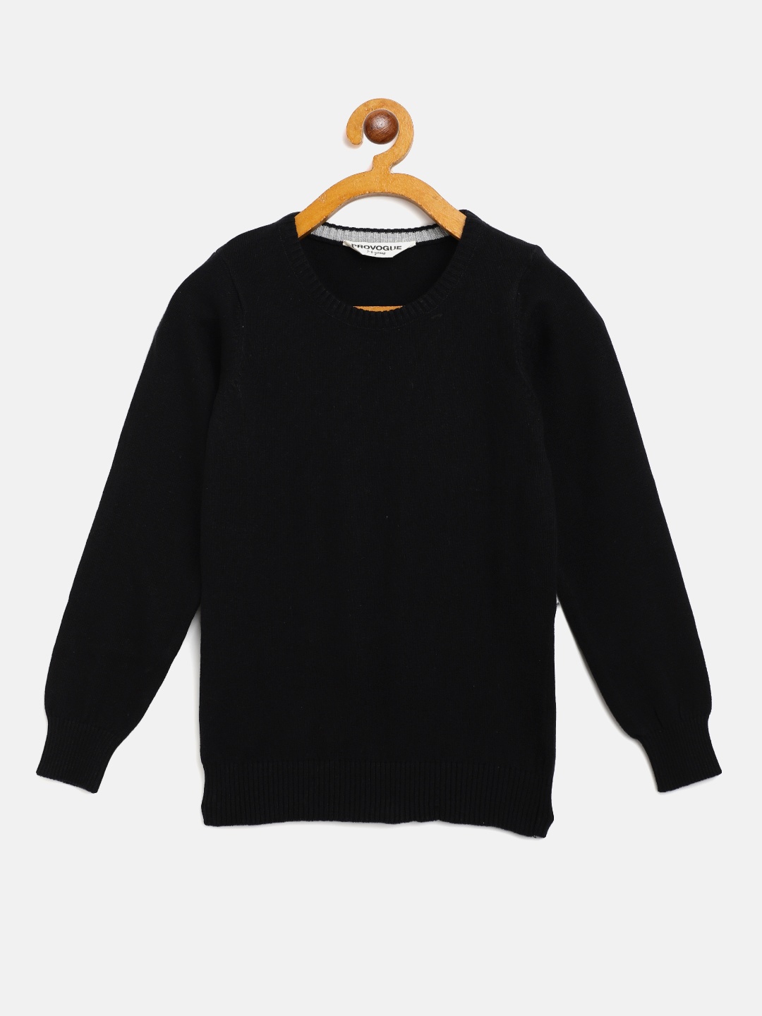 

Provogue Boys Black Pure Cotton Solid Pullover