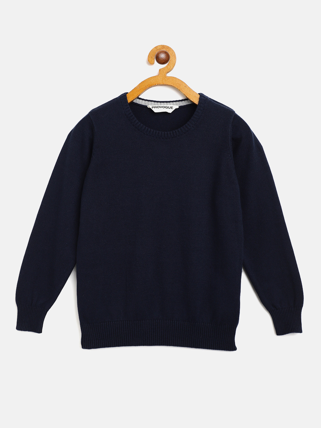 

Provogue Boys Navy Blue Pure Cotton Solid Pullover