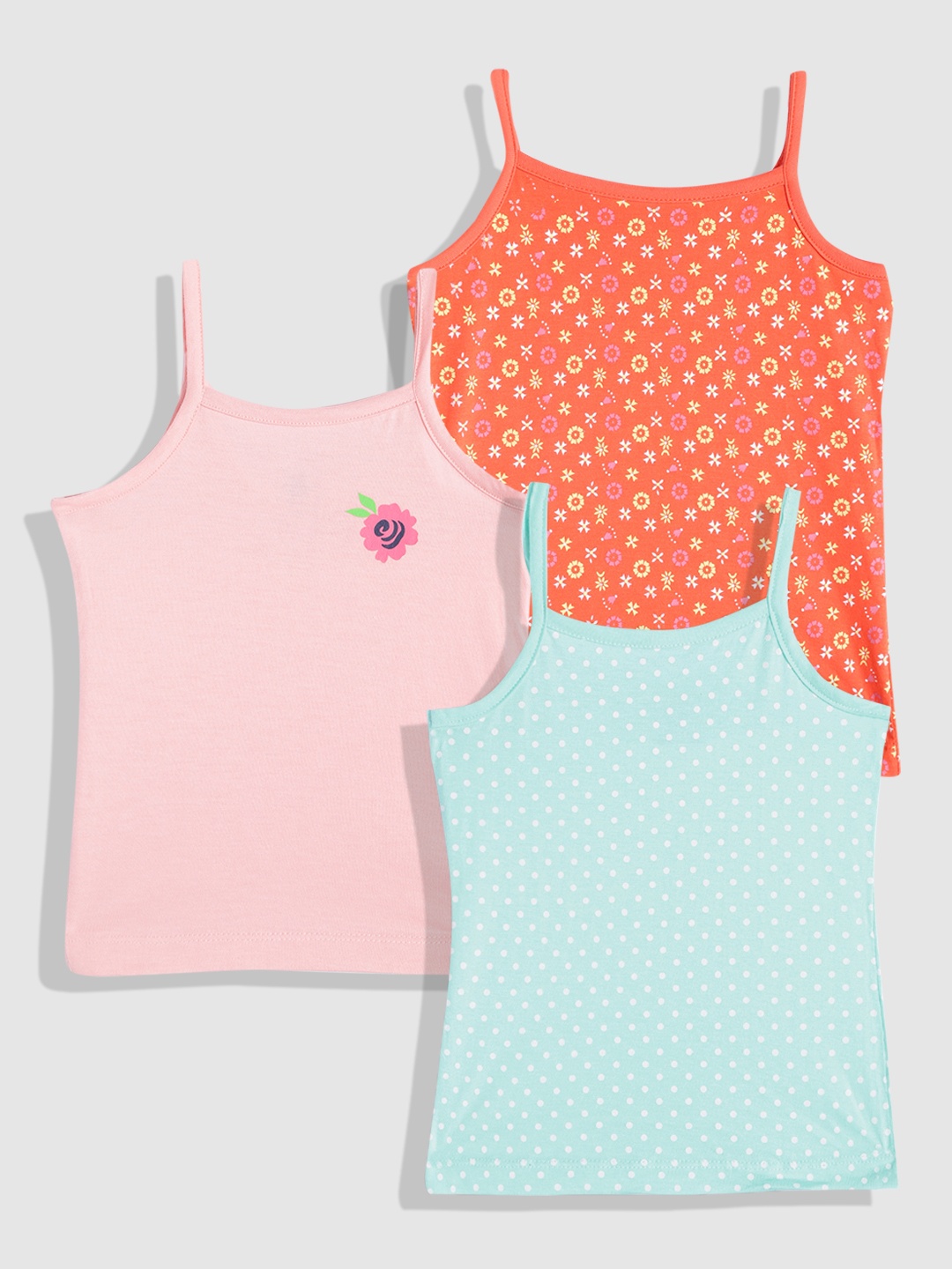 

YK Girls Pack of 3 Cotton Camisole, Blue