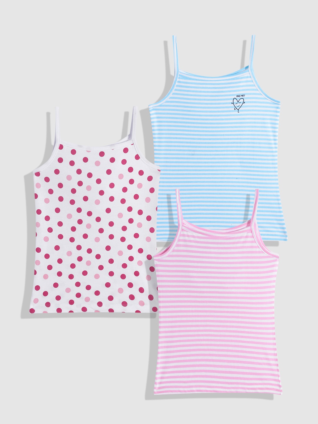

YK Girls Pack of 3 Printed Camisoles, Blue