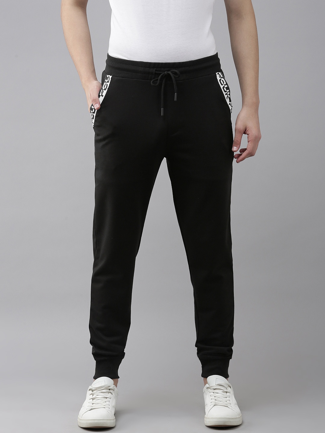 

French Connection Men Black Solid Slim Fit Joggers