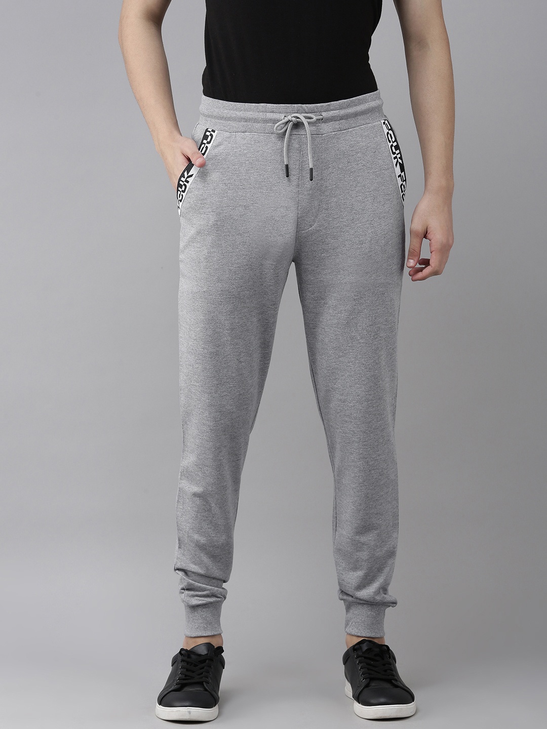 

French Connection Men Grey Melange Solid Slim Fit Joggers