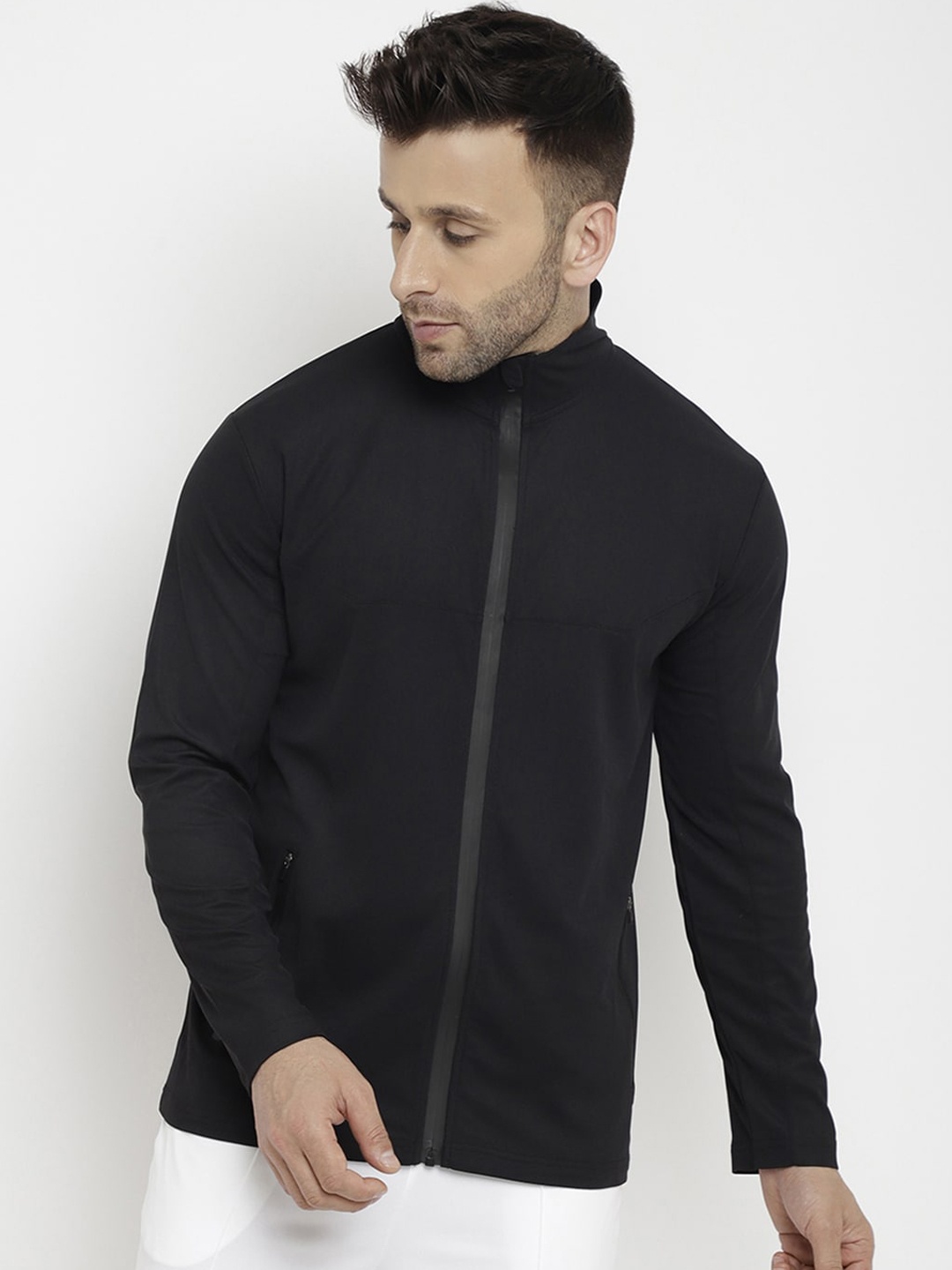 

PERFKT-U Men Black Checked Lightweight Crop Tailored Jacket
