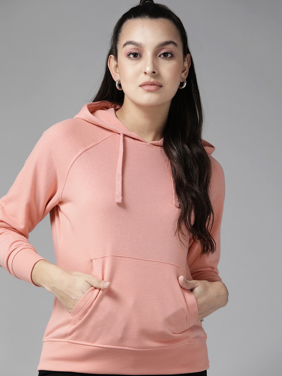 

The Roadster Lifestyle Co. Solid Hooded Sweatshirt, Peach