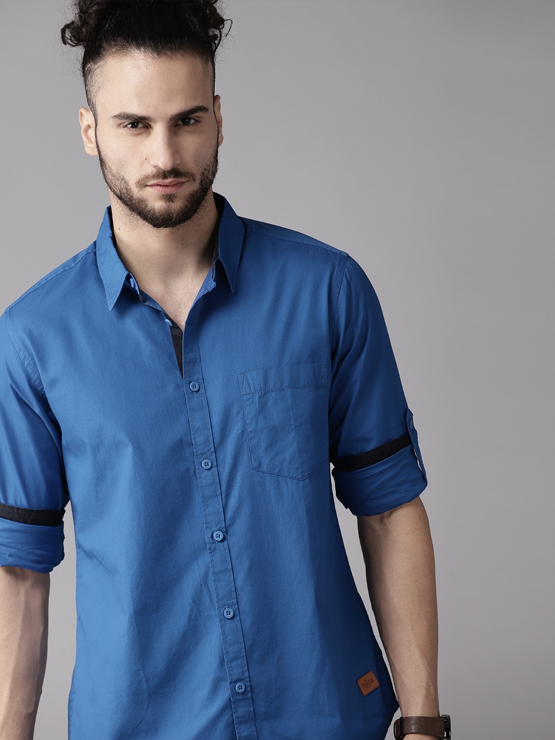 

Roadster Men Blue Solid Casual Shirt