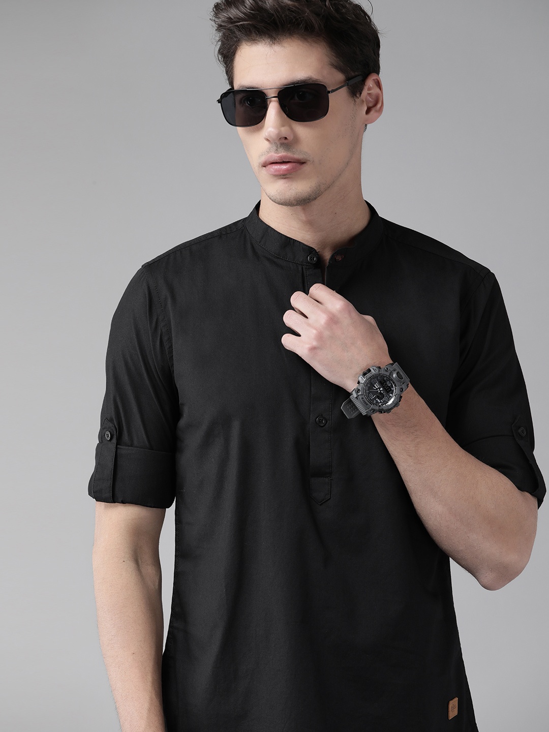 

Roadster Men Black Solid Pure Cotton Sustainable Casual Shirt