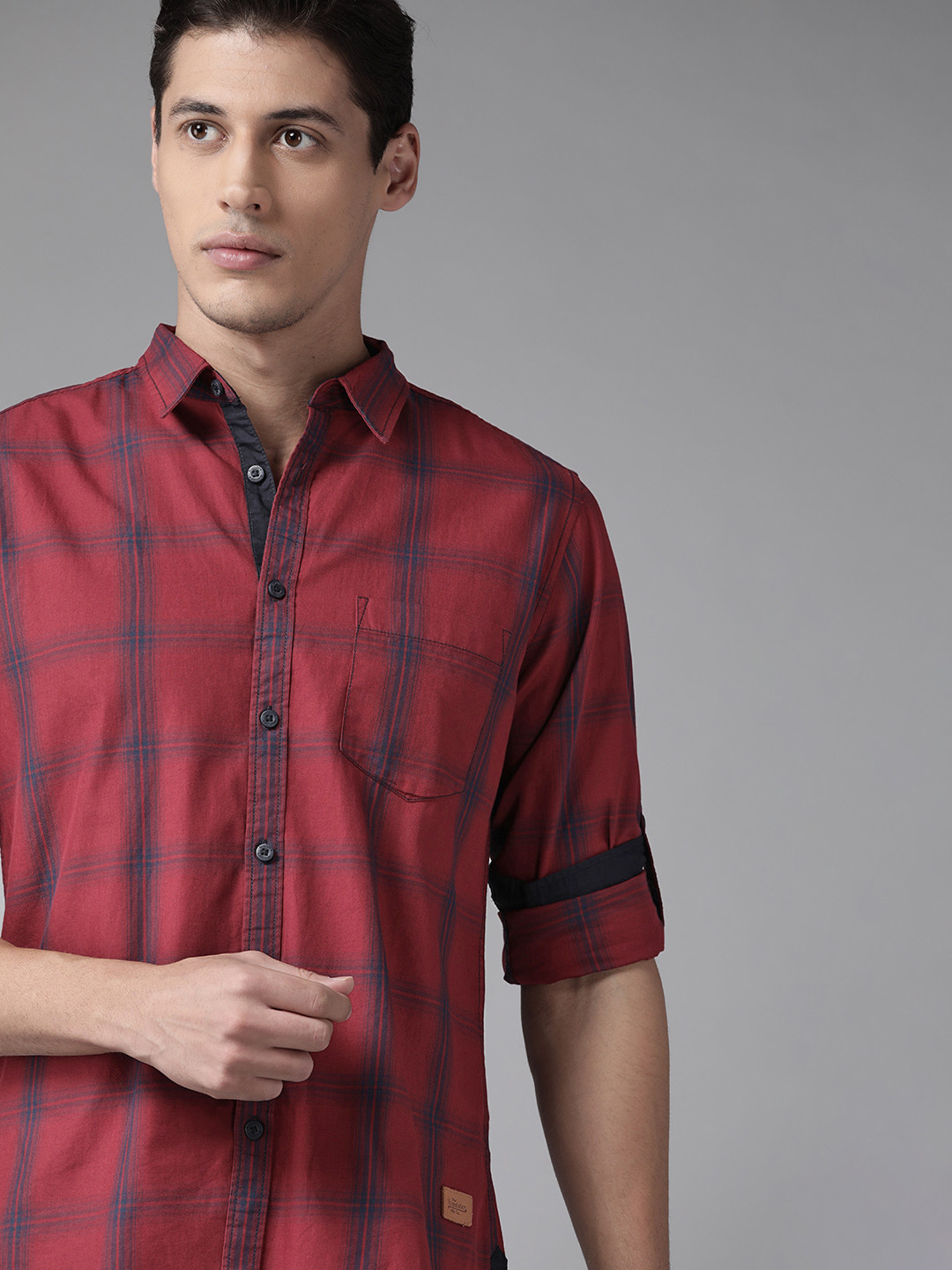 

Roadster Men Pink Gingham Checks Pure Cotton Opaque Checked Casual Shirt