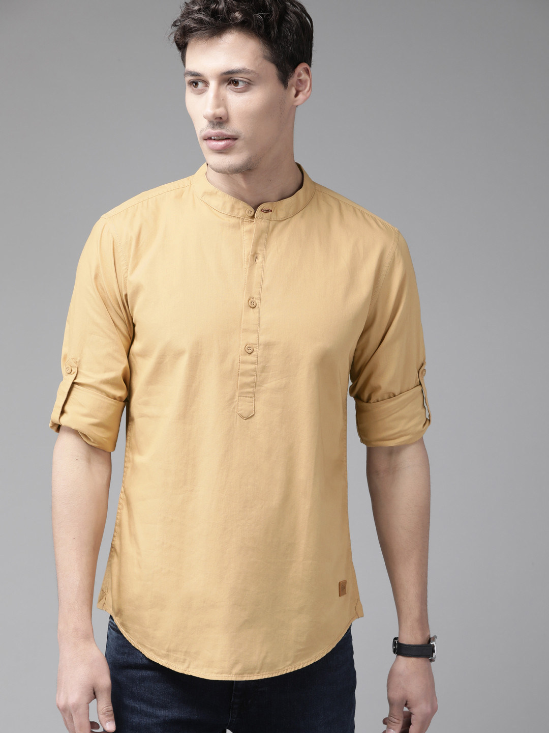 

Roadster Men Beige Pure Cotton Casual Shirt