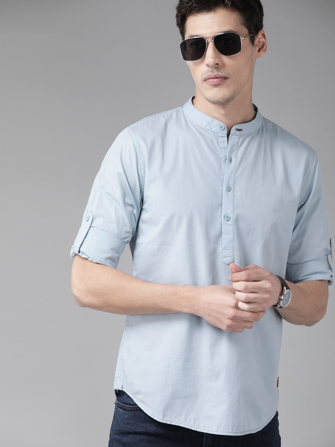 

Roadster Men Blue Pure Cotton Casual Shirt