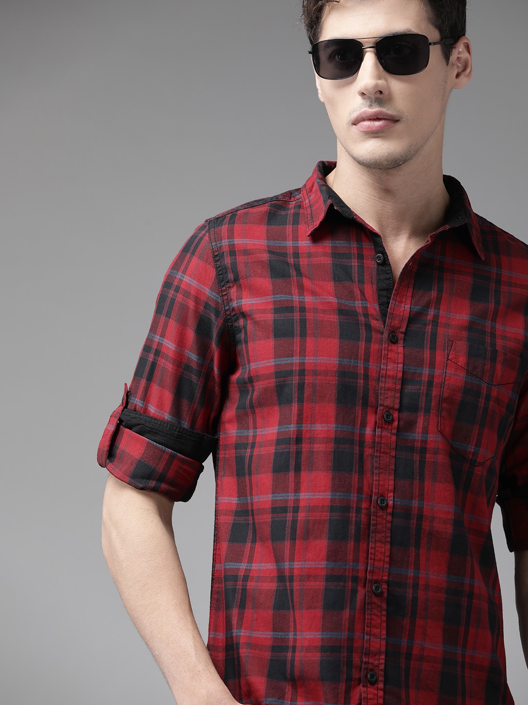 

Roadster Men Red Tartan Checks Casual Shirt