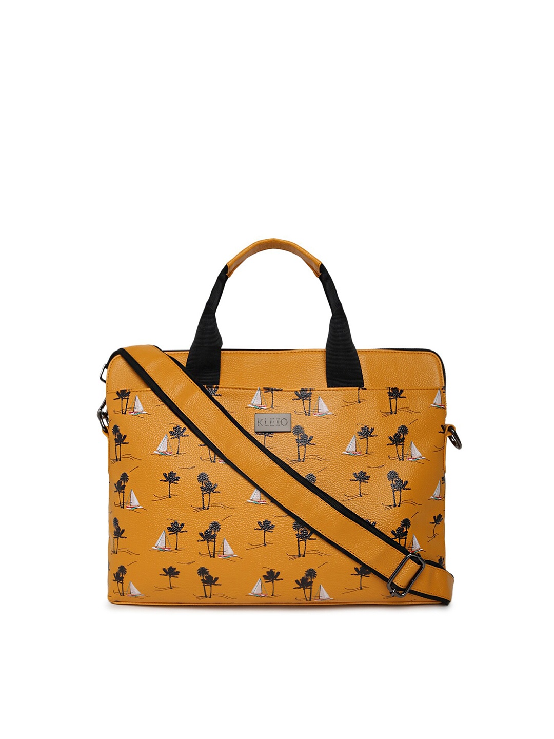 

KLEIO Unisex Printed Laptop Bag, Mustard