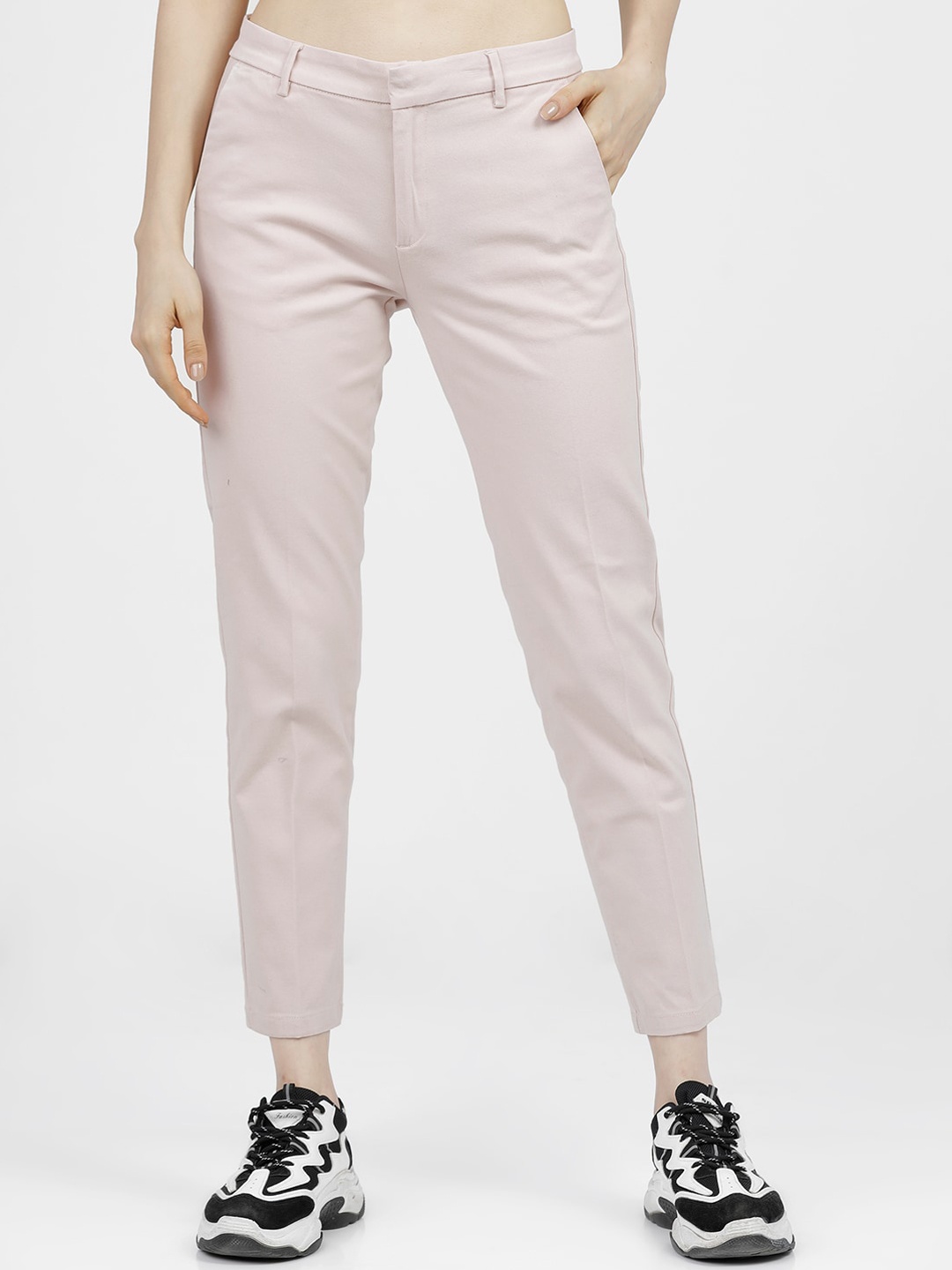

Tokyo Talkies Women Pink Tapered Fit Trousers