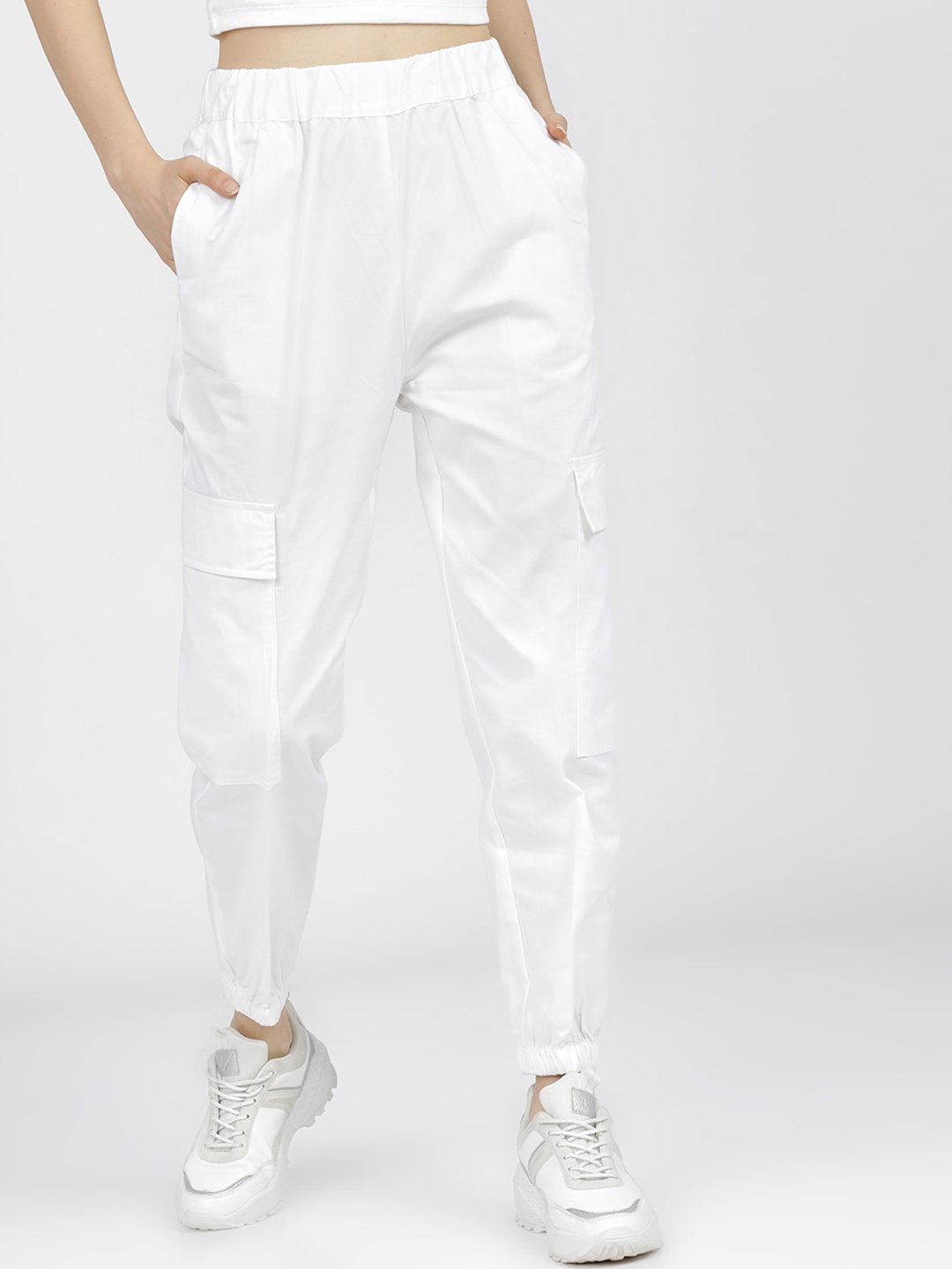 

Tokyo Talkies Women White Cargos Trousers