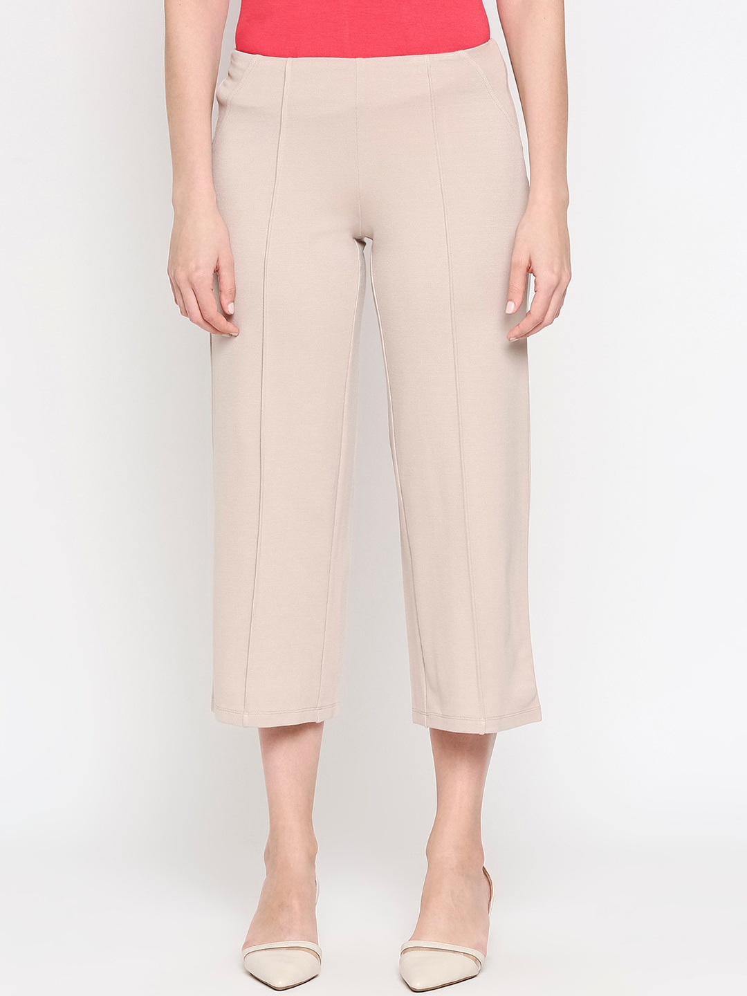 

inocenCia Women Beige Pleated Culottes Trousers