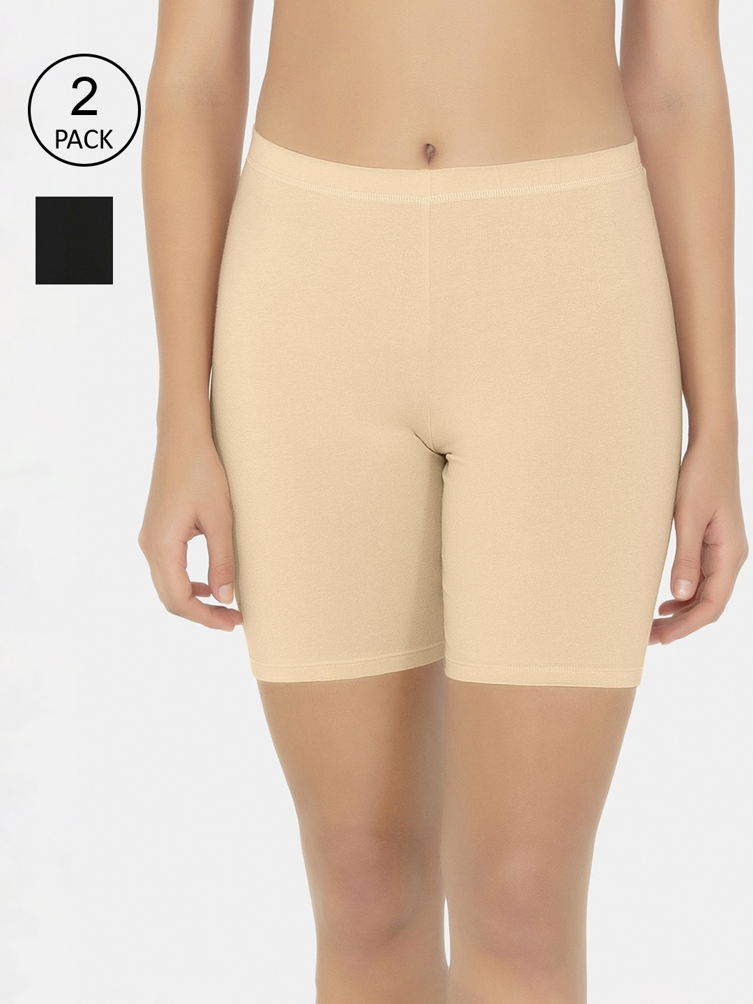 

Amante Women Pack of 2 Black & Nude Sport Shorts