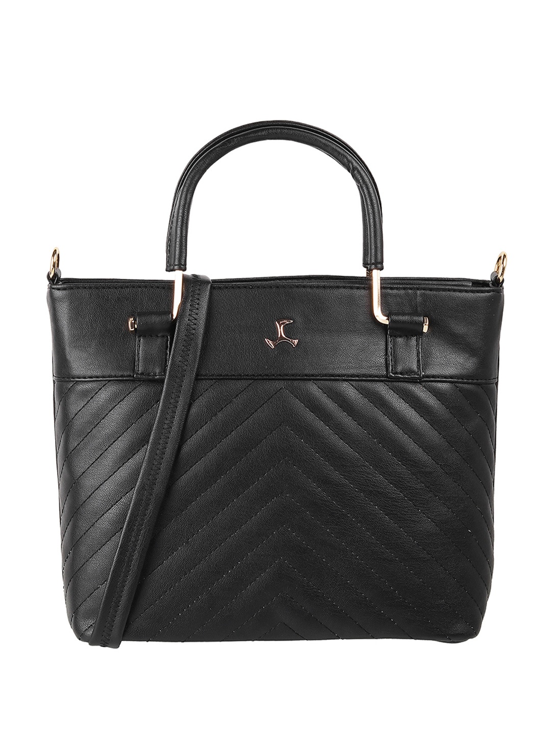 

Mochi Black PU Structured Handheld Bag with Quilted
