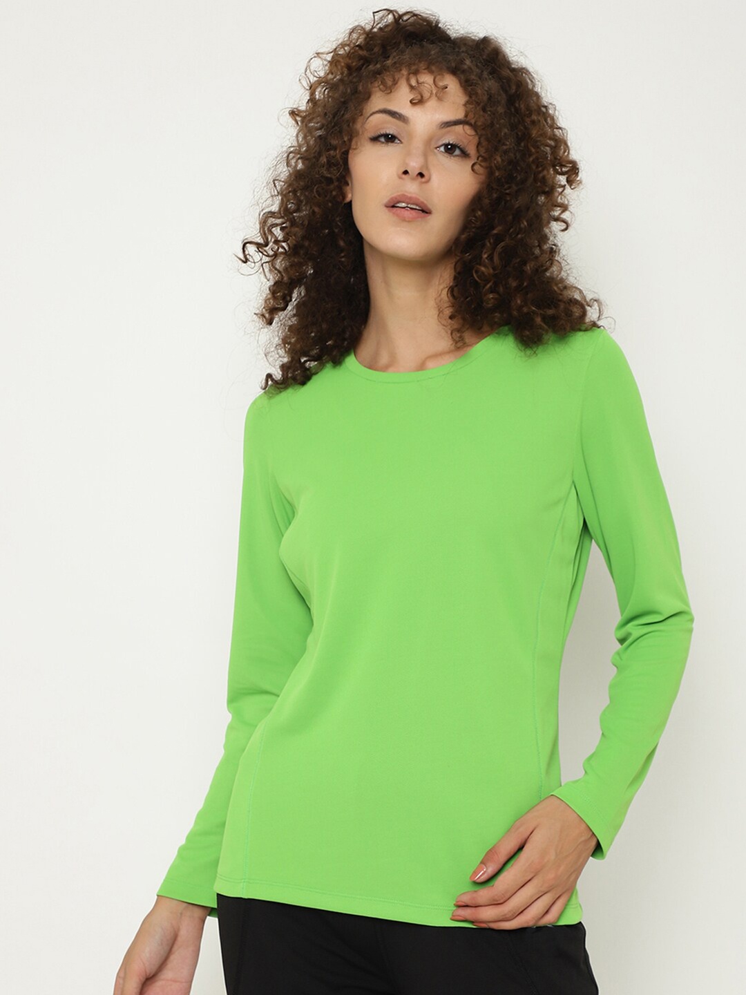 

PERFKT-U Women Green Hydra-Cool Anti-Static Antimicrobial Regular Fit Outdoor Tshirt