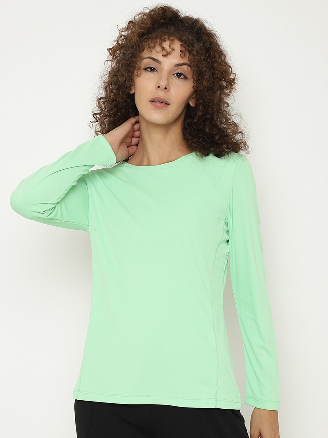 

PERFKT-U Women Green Hydra-Cool Anti-Static Antimicrobial Regular Fit Outdoor Tshirt