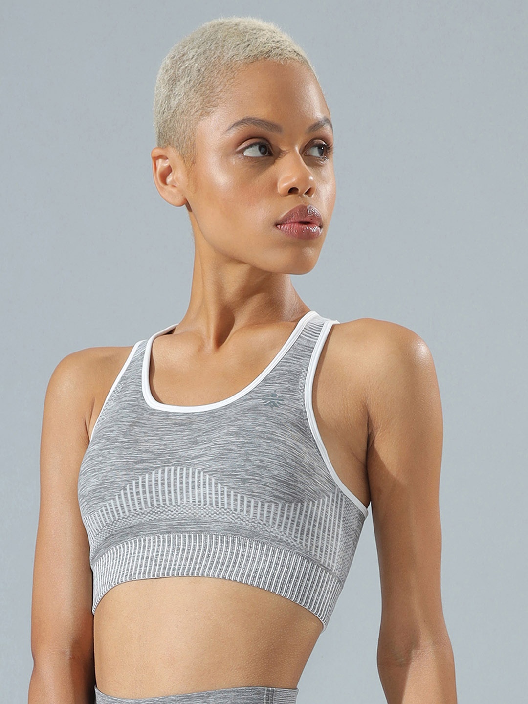 

Cultsport Grey & Whit Seamless Mila Medium Impact Sports Bra