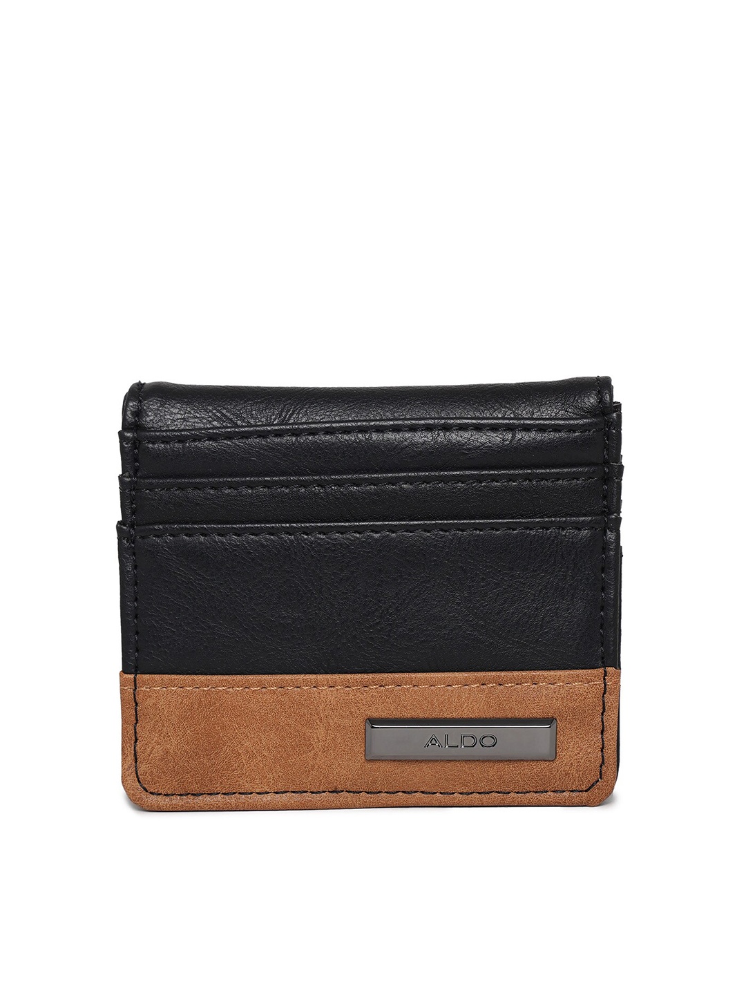 

ALDO Men Black & Tan PU Two Fold Wallet