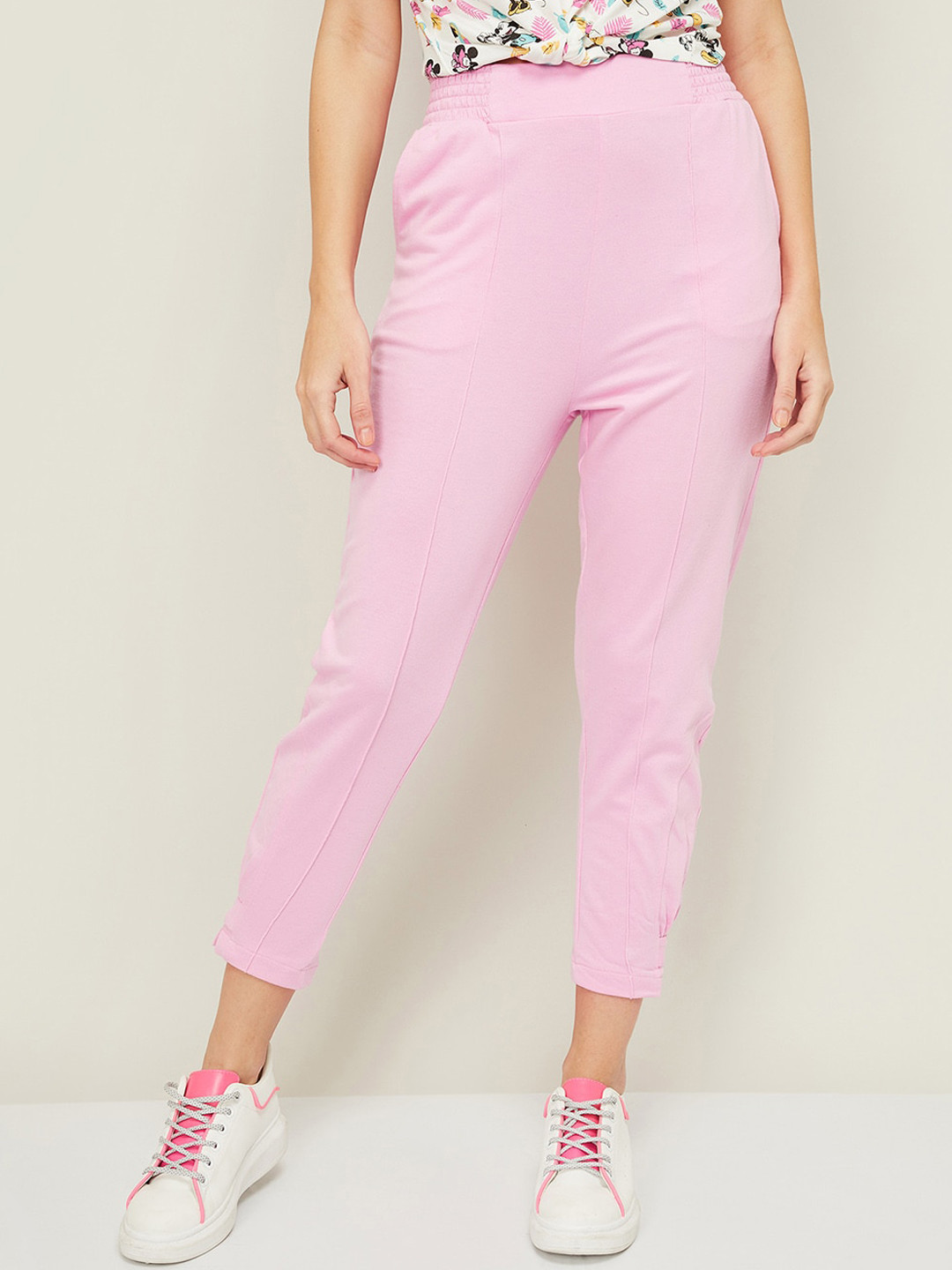 

Ginger by Lifestyle Women Pink Slim Fit Peg Trousers