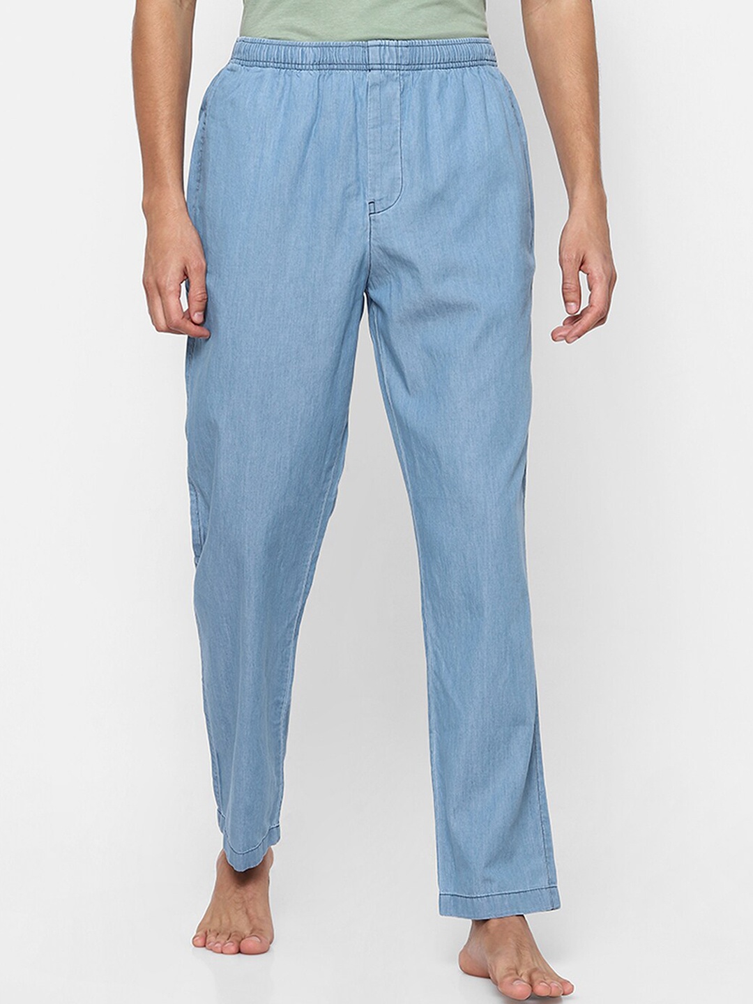 

Ajile by Pantaloons Men Blue Solid Pure Cotton Lounge Pants