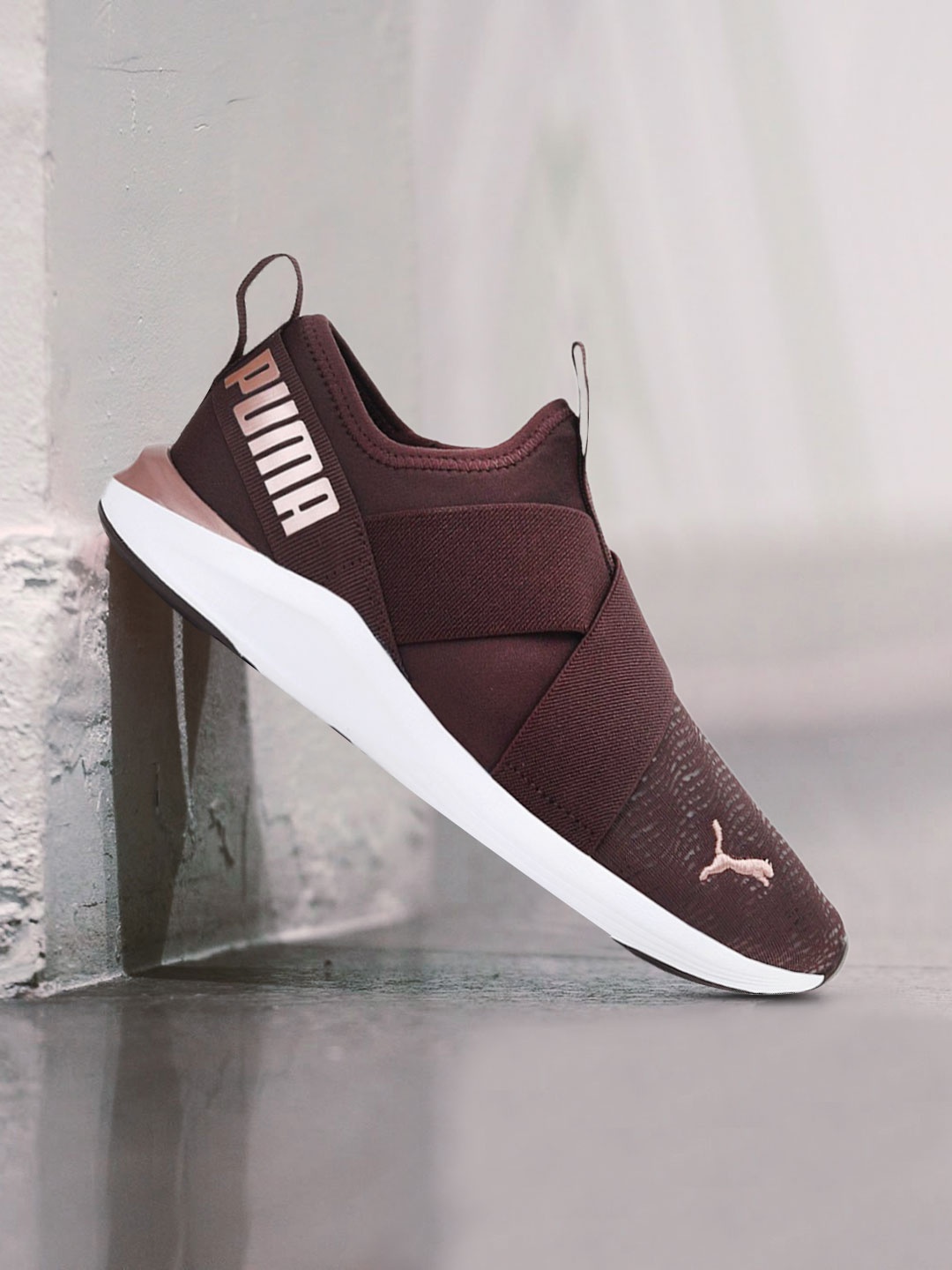 

Puma Women Brown & Rose Gold Prowl Shine Slip On Training Shoes