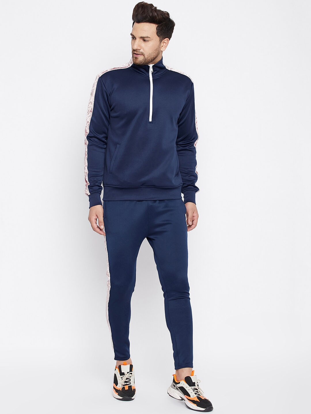 

FUGAZEE Men Navy Blue Solid Slim Fit Tracksuits