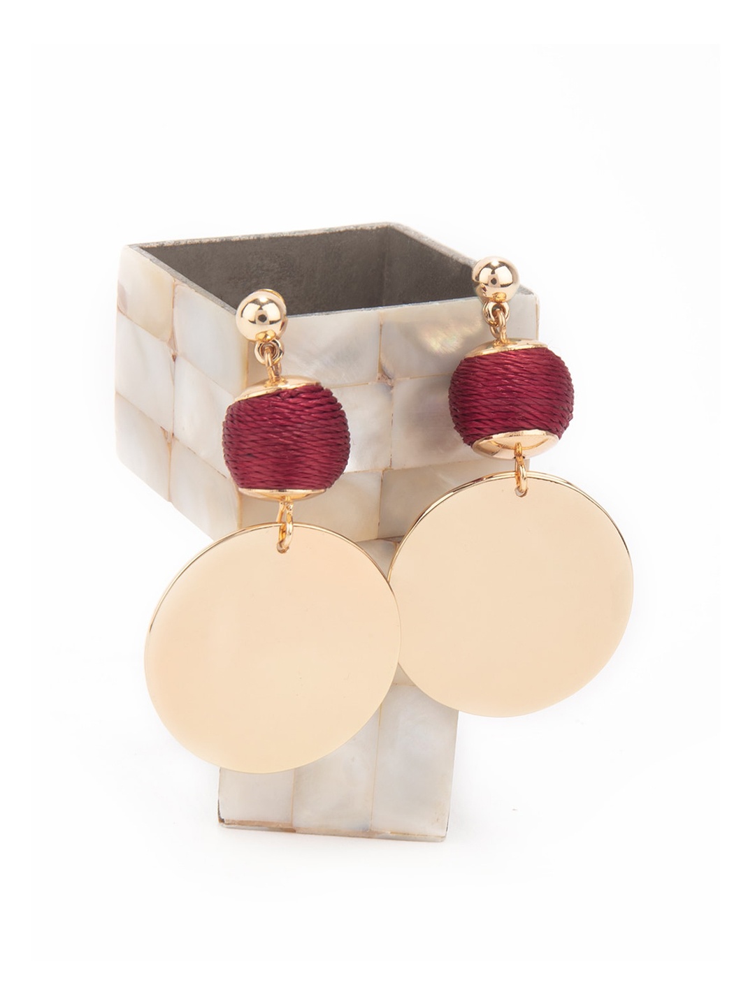 

Lilly & sparkle Gold Plated Red Circular Drop Earrings
