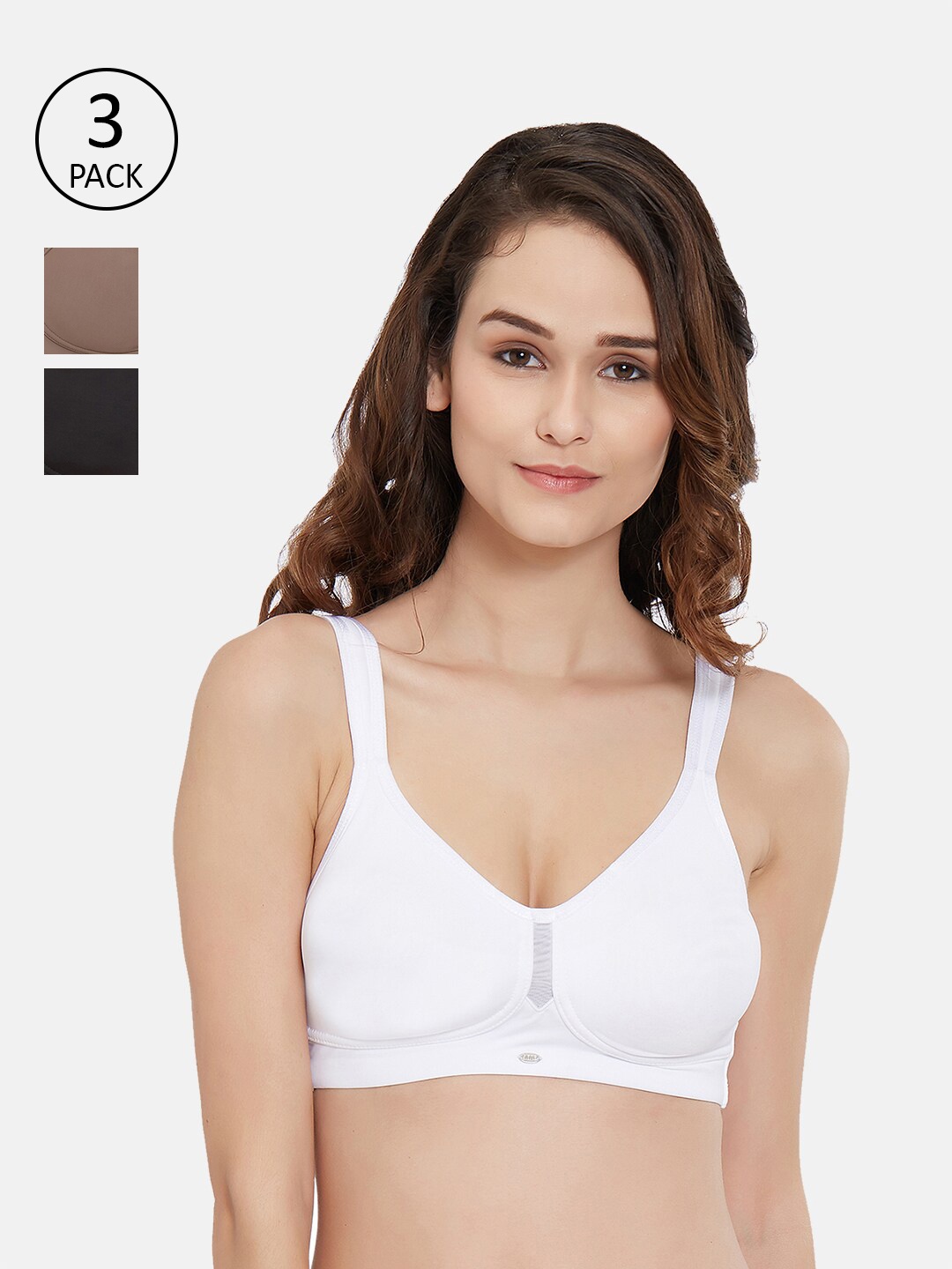 

Soie Pack of 3 Black & White Non-Padded Minimizer Bra