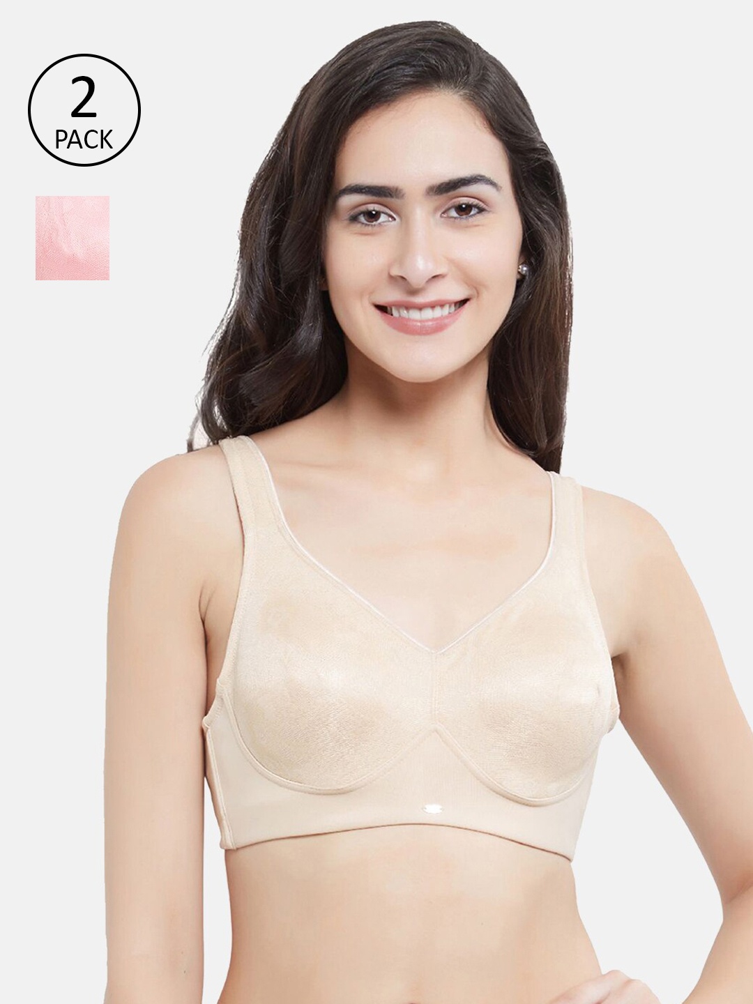 

SOIE Pack Of 2 Full Coverage Minimizer Bra, Beige