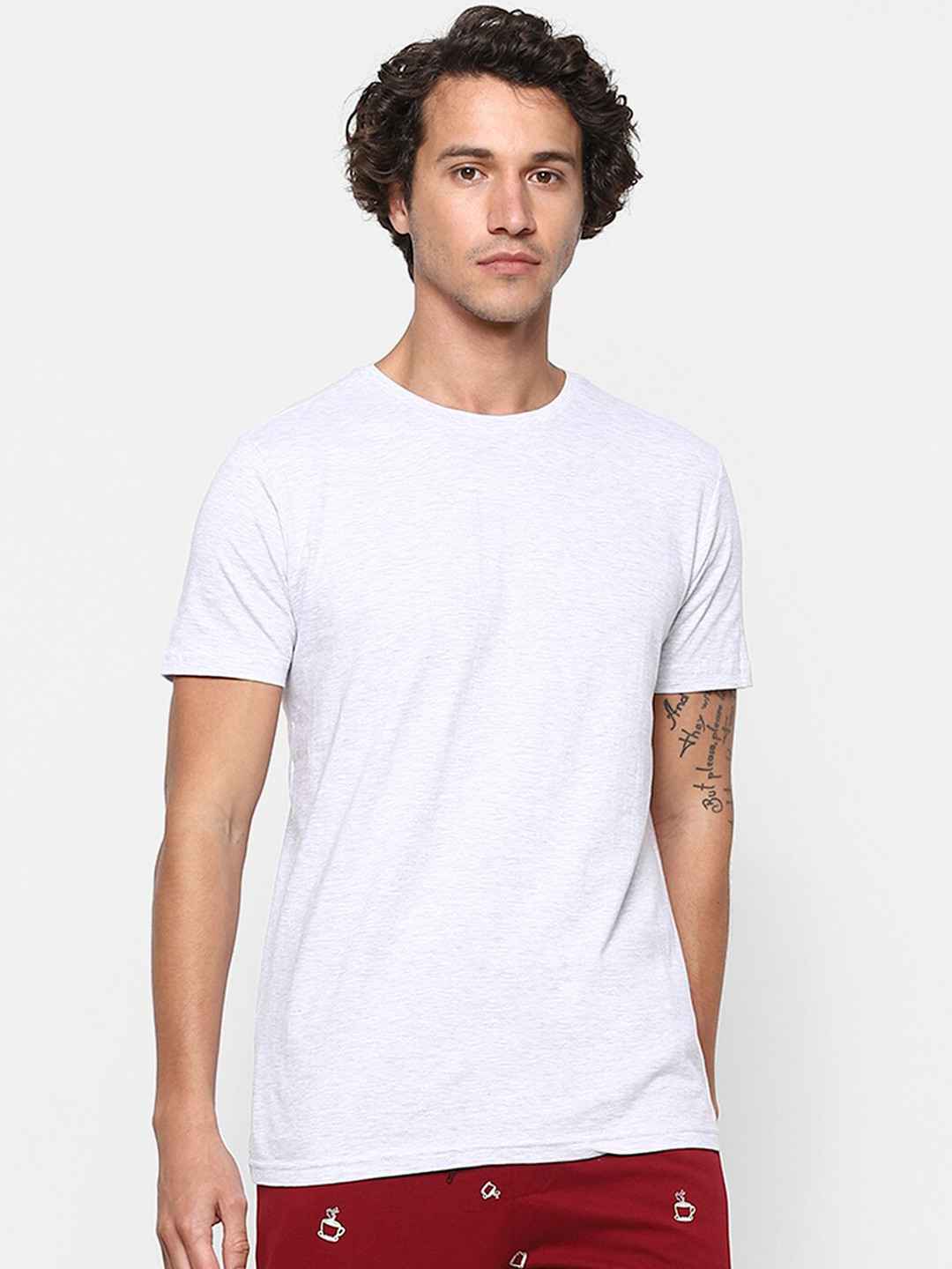 

Ajile by Pantaloons Men Grey Melange Solid Lounge T-shirt