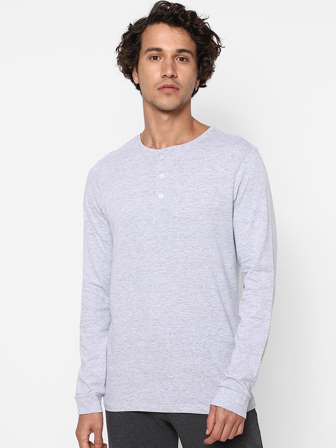 

Ajile by Pantaloons Men Grey Melange Solid Pure Cotton Lounge T-Shirt