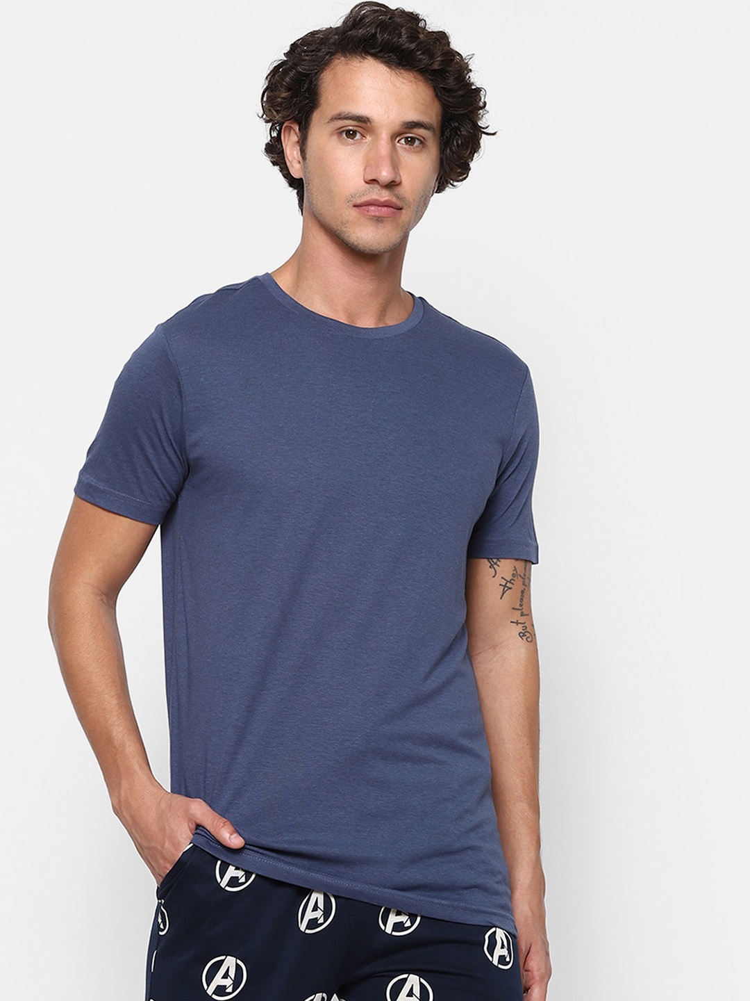 

Ajile by Pantaloons Men Blue Solid Lounge T-Shirt