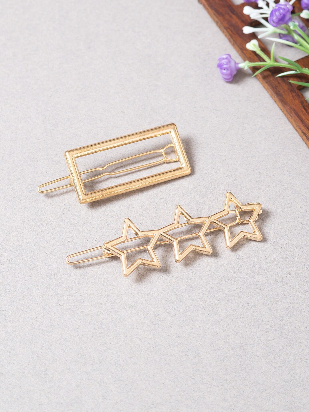 

Golden Peacock Women Set of 2 Gold Tone Geometric Hair Pins
