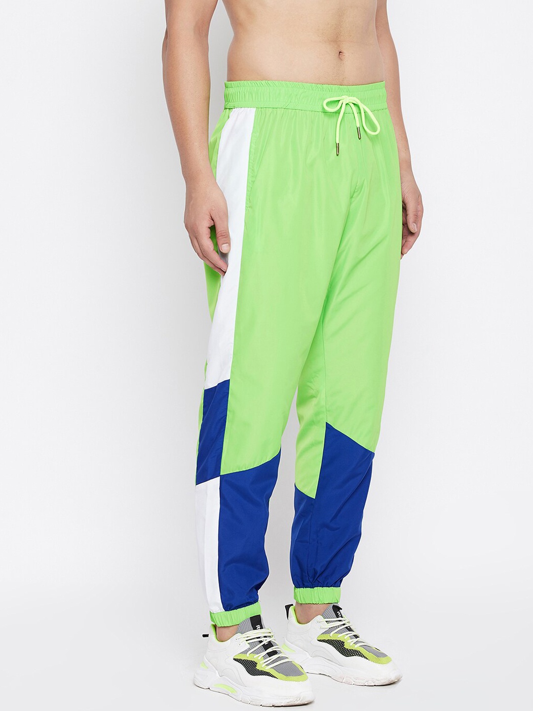 

FUGAZEE Men Green & Blue Colourblocked Joggers